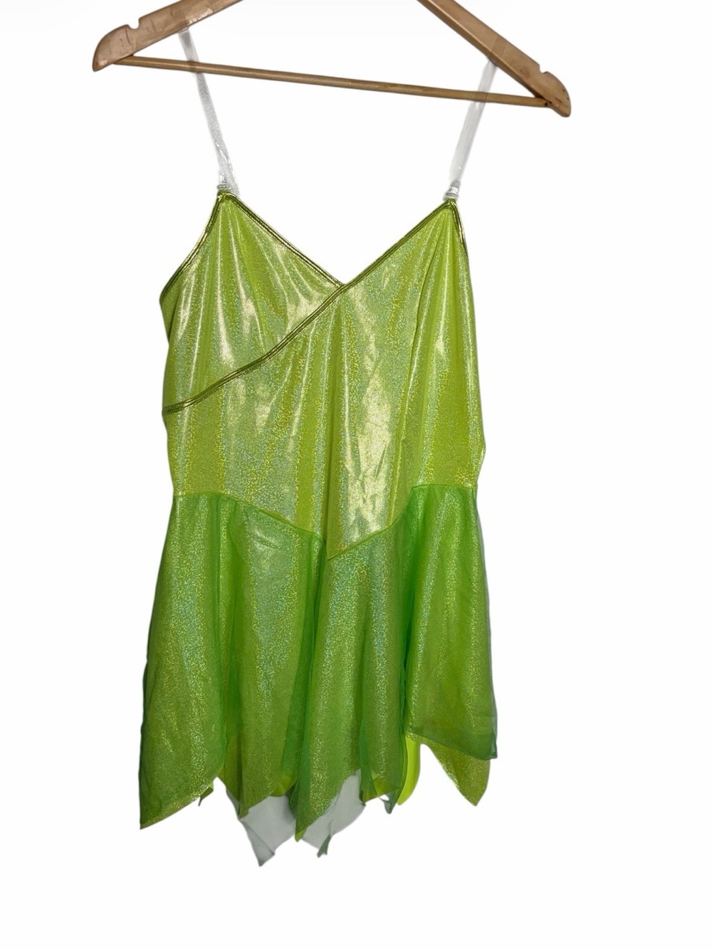 Green Tinker Bell iridescent tulle mesh costume rave mini dress size L